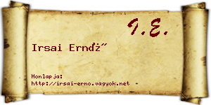 Irsai Ernő névjegykártya
